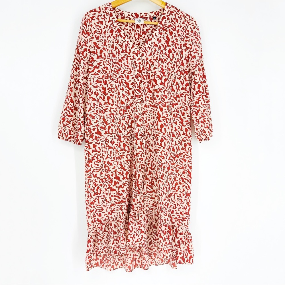 Cabi Natural Rust Button Front Sienna Tie Waist Tunic Dress S - Picture 3 of 10